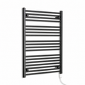 800mm wide 1000mm high black electric towel radiator — standard heating kit