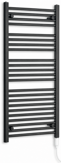 800mm wide 1200mm high black electric towel radiator — standard heating kit