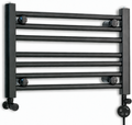 800mm wide 400mm high black electric towel radiator — dual round heating kit