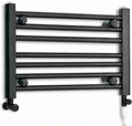 800mm wide 400mm high black electric towel radiator — dual standard heating kit