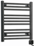 800mm wide 600mm high black electric towel radiator — digital heating kit