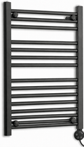 800mm wide 800mm high black electric towel radiator — round heating kit