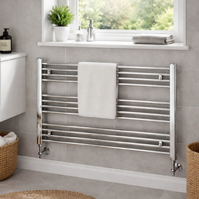 850mm wide x 600mm high chrome towel rail