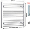 900mm Wide 600mm High Flat Chrome Heated Towel Rail Radiator