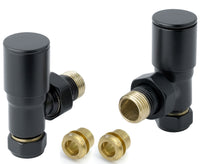 Modern Black 8mm Angled Towel Rail Radiator Valve Pair