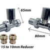 Towel Rail Radiator Valve Straight Chrome in Pair 8mm
