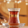Turkish Tea Cups and Saucers Set 12 Piece Tea Glasses Set With Gold Rim