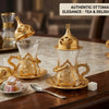 Luxury Turkish Tea Glass Set Zamak Holder & Delight Bowl – Gold Tone Ottoman UK