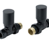 Modern Black Angled Towel Rail Radiator Valve Pair 15mm