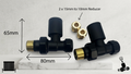Black and Gold Radiator Valve with Dimensions and Components