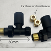 Modern Black Straight Towel Rail Radiator Valve Pair 10mm