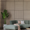 Natural Wood Acoustic Wall Panel Soundproof Floor-to-Ceiling Slatted Sound Absorbing 6 x 580mm x 290mm Panels - 1 sq.m. 10.77 sq.ft walnut