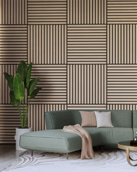 Natural Wood Acoustic Wall Panel Soundproof Floor-to-Ceiling Slatted Sound Absorbing 6 x 580mm x 290mm Panels - 1 sq.m. 10.77 sq.ft walnut