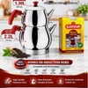 Traditional Turkish Caydanlik Teapot Tea Maker Stainless Steel Large Size