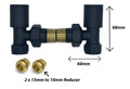Pump with brass components and reducers on a white background