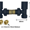 Modern Black 8mm Angled Towel Rail Radiator Valve Pair