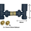 Modern Black 8mm Angled Towel Rail Radiator Valve Pair
