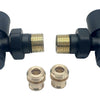 Modern Black 8mm Angled Towel Rail Radiator Valve Pair