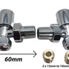 Towel Rail Radiator Valve Angled Chrome in Pair 10mm