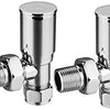 Towel Rail Radiator Valve Angled Chrome in Pair 8mm