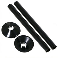 Black Radiator Pipe Covers & Decorative Wall Plates – 2 × 200mm Tubes + 2 × 55mm Covers