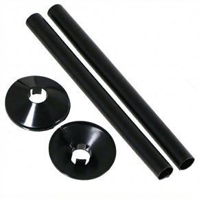 Black Radiator Pipe Covers & Decorative Wall Plates – 2 × 200mm Tubes + 2 × 55mm Covers