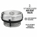 Nickel radiator blanking plug and air vent set with 1/2 inch BSP thread for UK towel rails and central heating radiators