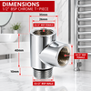 Chrome T-Piece for Towel Radiator Heating Element – 1/2