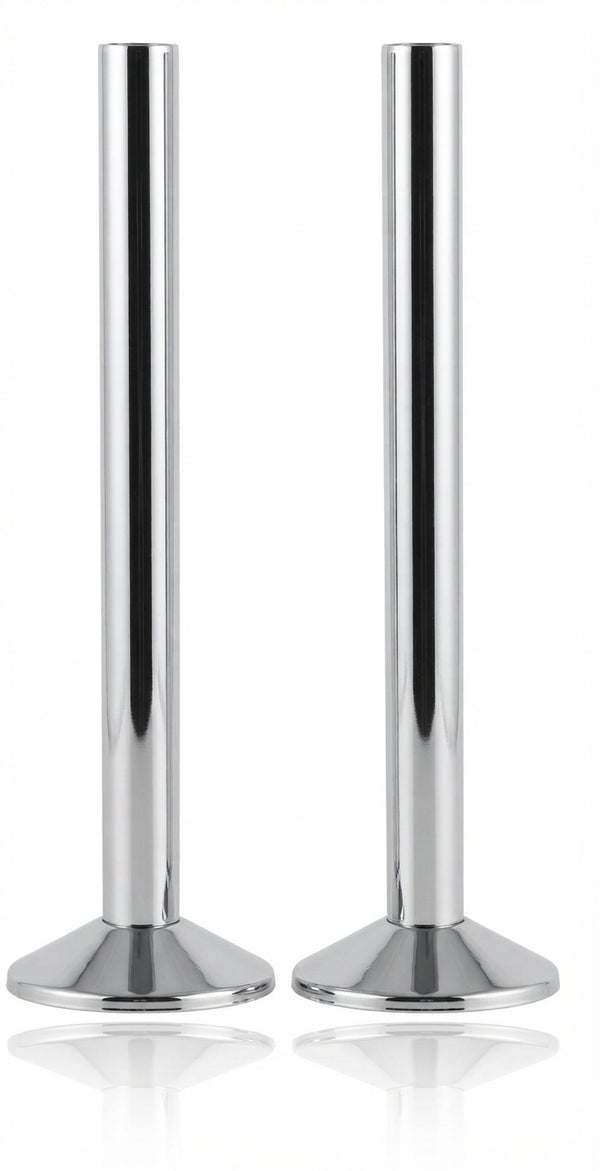 Chrome Towel Radiator Pipe Covers – 2 × 200mm Tubes + 2 × 55mm Covers