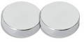 Two chrome circular objects on a white background