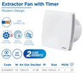 Extractor fan with timer and features on a white background