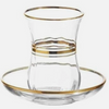 Turkish Tea Cups and Saucers Set 12 Piece Tea Glasses Set With Gold Rim