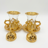 Luxury Turkish Tea Glass Set Zamak Holder & Delight Bowl – Gold Tone Ottoman UK