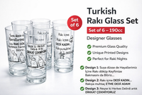 Designer Turkish Raki Glass Raki Bardagi 190cc Straight Model 6 Glasses Lemonade