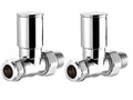 Two chrome plumbing valves on a white background