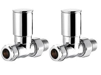 Towel Rail Radiator Valve Straight Chrome in Pair 15mm