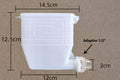 White plastic container with measurements 
