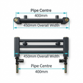 Measurement diagram showing 450mm towel radiator width and 400mm pipe centres