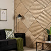 Natural Wood Acoustic Wall Panel Soundproof Floor-to-Ceiling Slatted Sound Absorbing 6 x 580mm x 290mm Panels - 1 sq.m. 10.77 sq.ft walnut