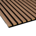 Natural walnut wood acoustic slat panels for interior walls